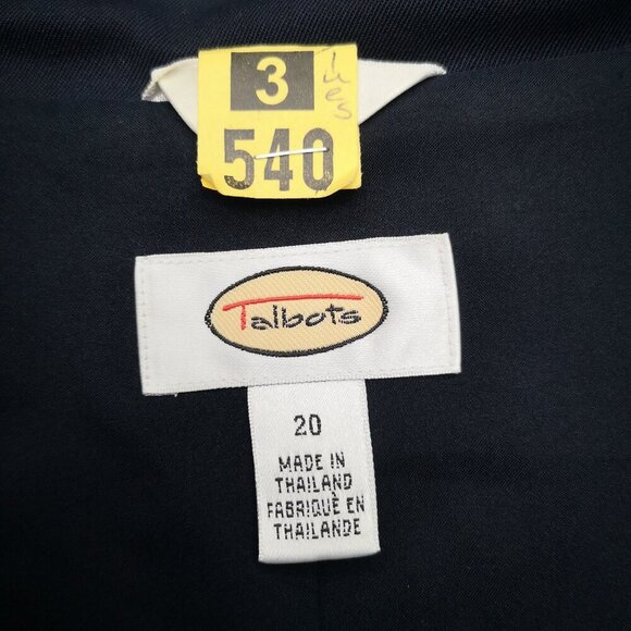 Talbots Ladies Size 20 Navy 1 Button Closure Lined Belted Long Blazer - Picture 3 of 10